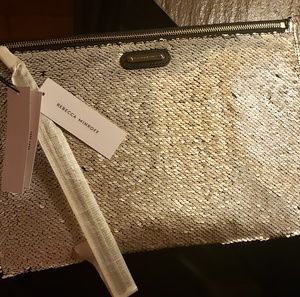 Rebecca Minkoff Clutch Silver Evening Purse.